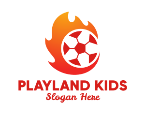 Flaming Soccer Football Ball logo design