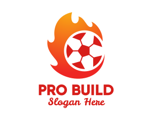 Flaming Soccer Football Ball logo design