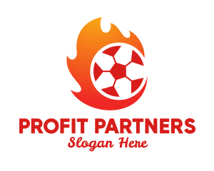 Flaming Soccer Football Ball logo design