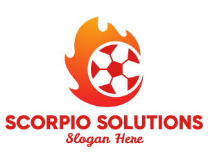 Flaming Soccer Football Ball logo design