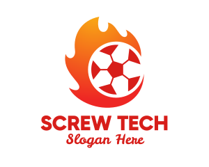 Flaming Soccer Football Ball logo design