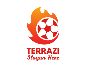 Flaming Soccer Football Ball logo design