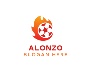 Flaming Soccer Football Ball logo design