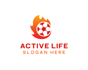 Flaming Soccer Football Ball logo design