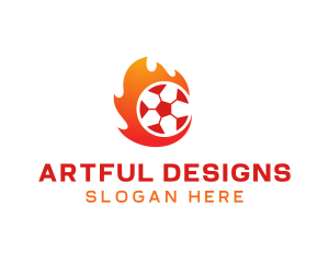 Flaming Soccer Football Ball logo design