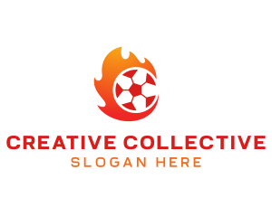 Flaming Soccer Football Ball logo design