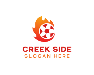 Flaming Soccer Football Ball logo design