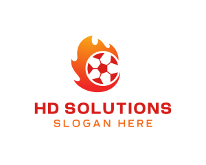 Flaming Soccer Football Ball logo design