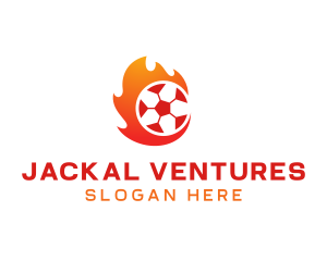 Flaming Soccer Football Ball logo design