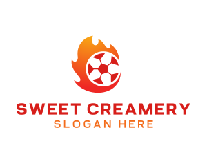 Flaming Soccer Football Ball logo design