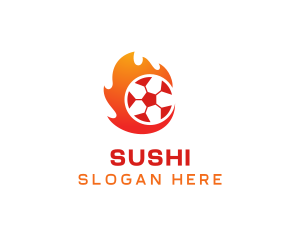 Flaming Soccer Football Ball logo design