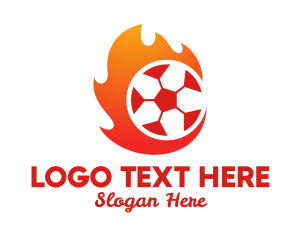 League - Flaming Soccer Football Ball logo design