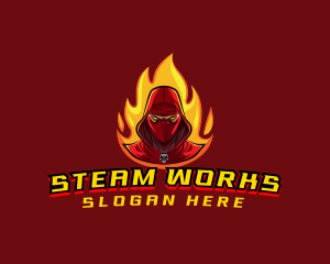Steam - Fire  Ninja Warrior logo design
