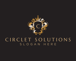 Elegant Royalty Crown Shield logo design