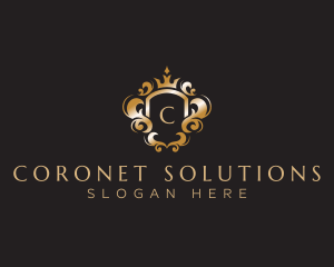 Elegant Royalty Crown Shield logo design