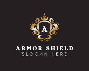 Elegant Royalty Crown Shield logo design