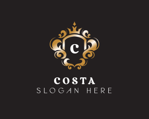 Elegant Royalty Crown Shield logo design