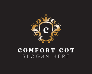 Elegant Royalty Crown Shield logo design