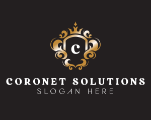 Elegant Royalty Crown Shield logo design