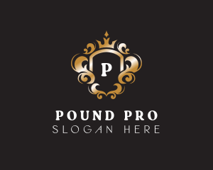 Elegant Royalty Crown Shield logo design