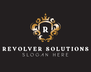 Elegant Royalty Crown Shield logo design