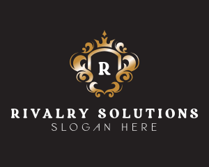 Elegant Royalty Crown Shield logo design