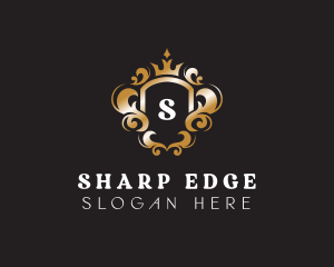 Elegant Royalty Crown Shield logo design