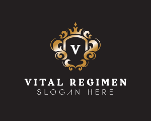 Elegant Royalty Crown Shield logo design