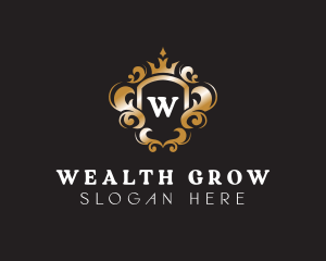 Elegant Royalty Crown Shield logo design