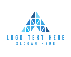 High End - Blue Diamond Letter A logo design