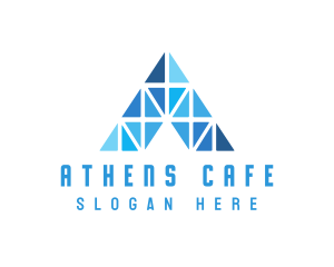 Athens - Blue Diamond Letter A logo design