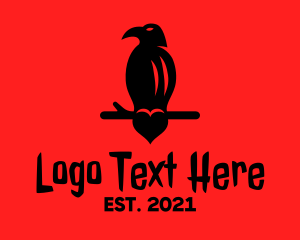 Raven - Black Vulture Heart logo design