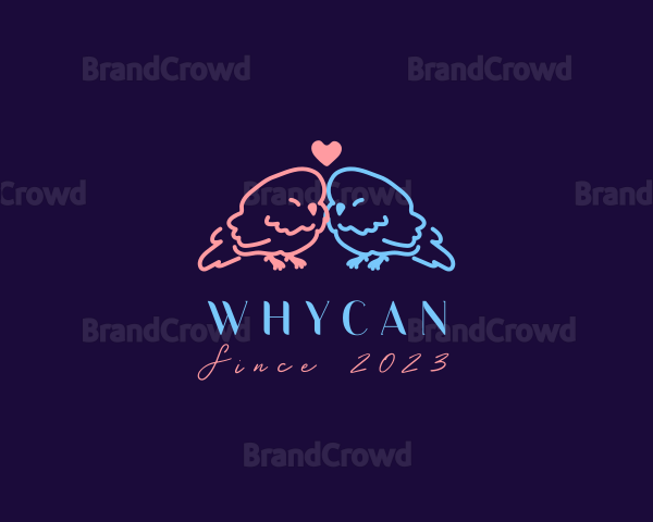 Cute Wedding Lovebirds Logo
