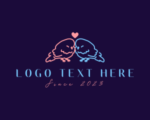 Valentines - Cute Wedding Lovebirds logo design