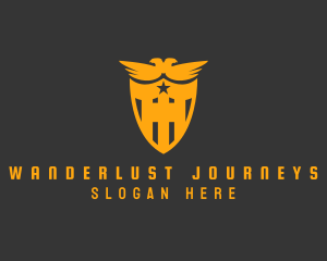 Pilot School - Falcon Eagle Shield logo design