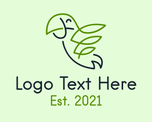 Monoline - Leafy Wing Bird logo design
