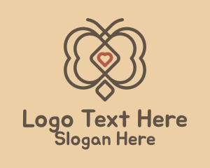 Lodging - Gray Hearts Butterfly logo design