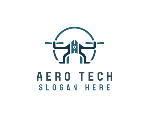 Quadcopter Drone Tech logo design