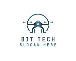 Quadcopter Drone Tech logo design