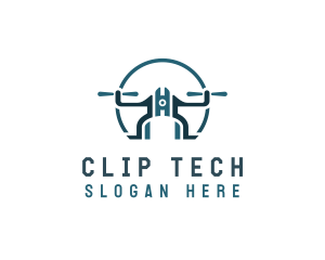 Quadcopter Drone Tech logo design