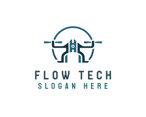 Quadcopter Drone Tech logo design