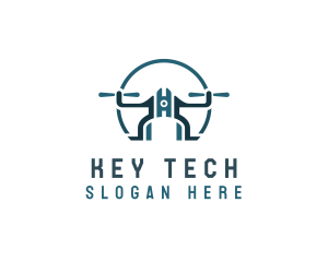 Quadcopter Drone Tech logo design