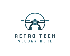 Quadcopter Drone Tech logo design