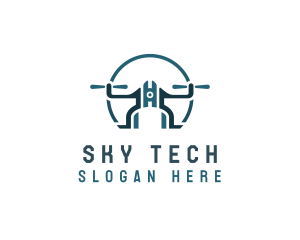 Quadcopter Drone Tech logo design