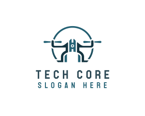 Quadcopter Drone Tech logo design