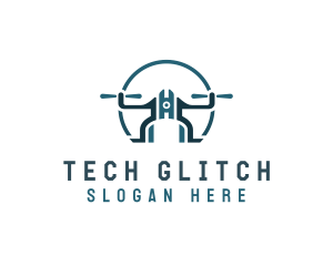 Quadcopter Drone Tech logo design