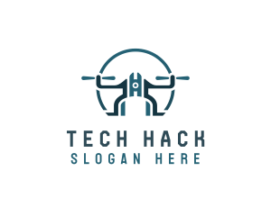 Quadcopter Drone Tech logo design