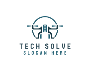 Quadcopter Drone Tech logo design