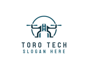 Quadcopter Drone Tech logo design