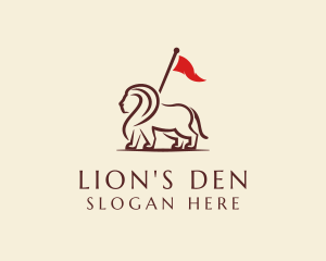 Lion - Royal Lion Flag Bearer logo design